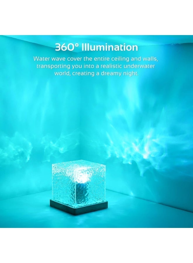 مصباح دوار بنمط مائي USB - مصباح مكتبي ديناميكي أكريليك، مصباح ليلي وزينة مكتبية للمنزل والمكتب وغرفة النوم - هدية مثالية مع خيارات الإضاءة الدافئة أو تغيير الألوان بـ16 لوناً عبر جهاز التحكم عن بعد - Image 4