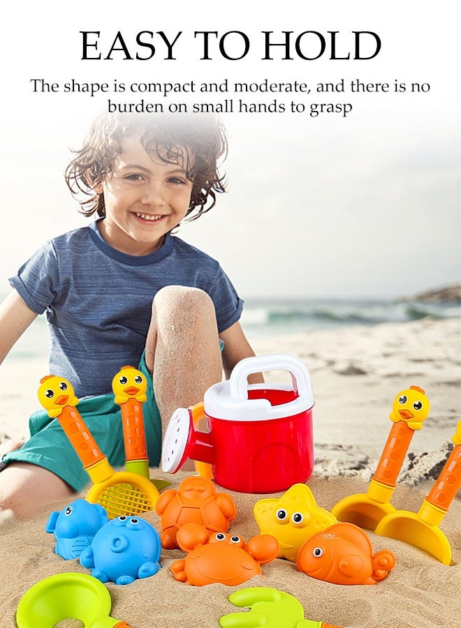 DUNISO مجموعة ألعاب الشاطئ 18 قطعة لبناء قلاع الرمل للأطفال مع مجارف وقوالب رمل وألعاب شاطئية على شكل بطة مع شاحنة تفريغ وساعة رملية - ألعاب أساسية في الهواء الطلق للأطفال والرضع - Image 3