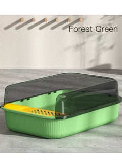 Generic Semi-Closed Large Cat Litter Pan,Cat Supplies,Cat Litter Toilet,Green/White  - Image 1