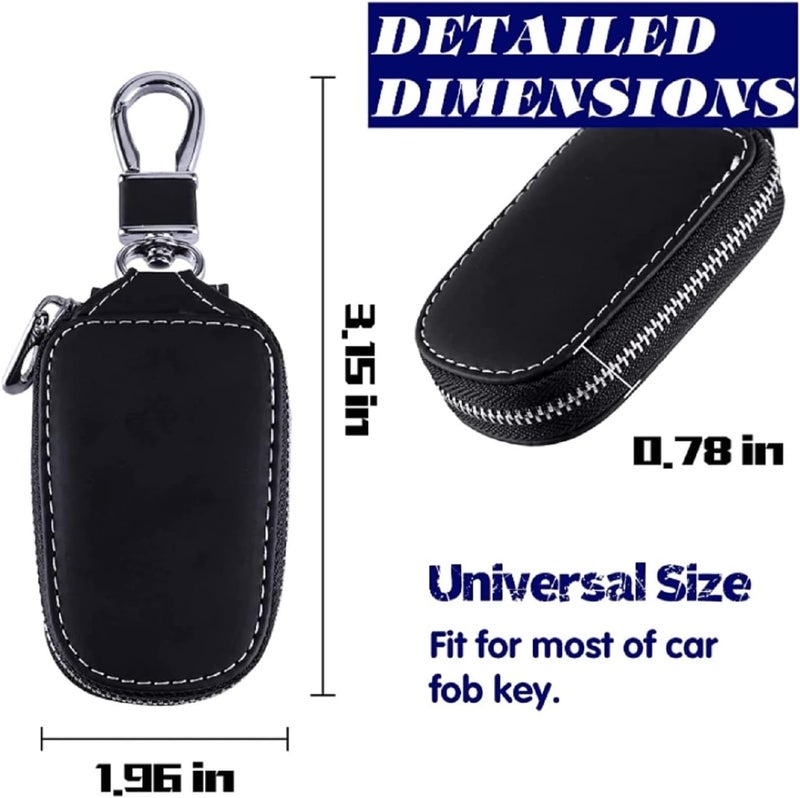 CONTACTS Car Key Case, Smart Key Holder Protection Genuine Leather Car Key Chain Bag Car Smart Keychain Coin Holder Auto Remote Keyring Wallet Brown & Black (Pack of 2)… - Image 2
