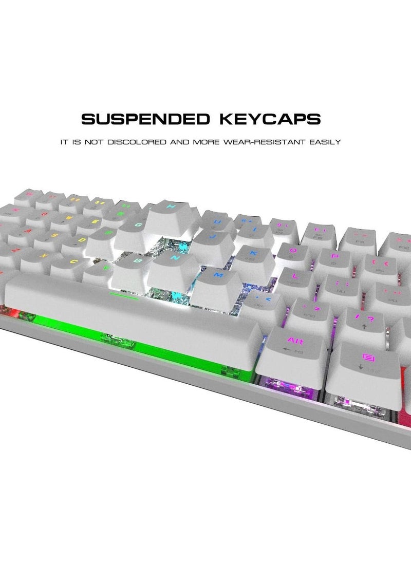 Motospeed - RGB Backlight 60% 61-Key Mechanical Gaming Keyboard NKRO Anti-Ghosting Mech Keeb Bluetooth USB Type-C Wired Dual-Mode - White Outemu Blue Switch - Image 1