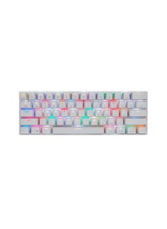 RGB Backlight 60% 61-Key Mechanical Gaming Keyboard NKRO Anti-Ghosting Mech Keeb Bluetooth USB Type-C Wired Dual-Mode - White Outemu Blue Switch