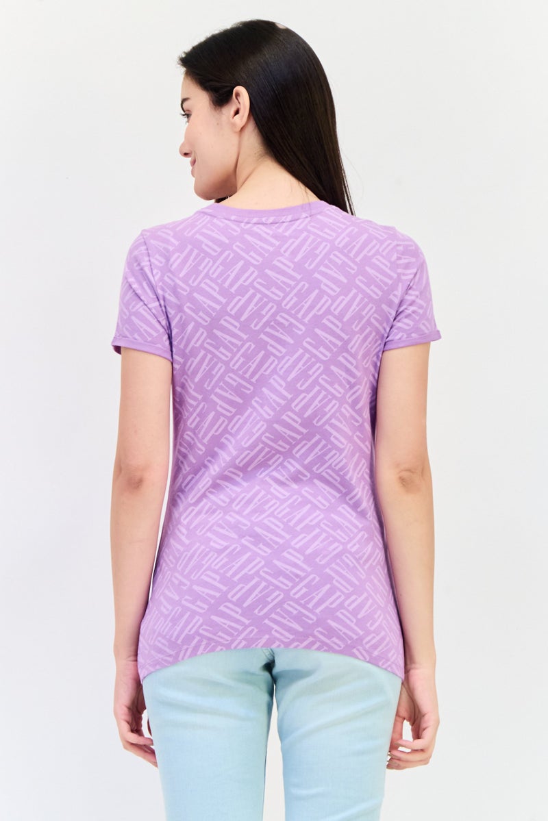 GAP Women Round Neck Long Sleeves Allover Printed T-Shirt,  Multicolor - Image 3