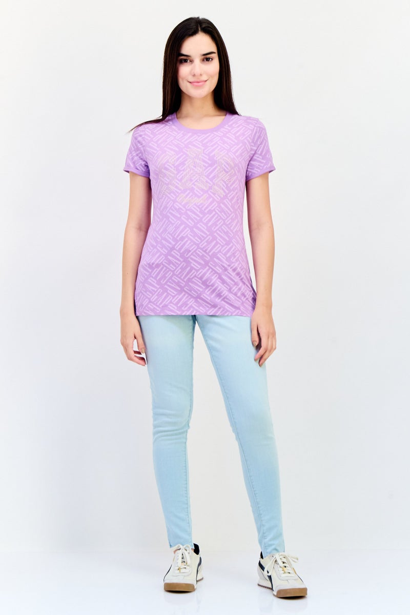 GAP Women Round Neck Long Sleeves Allover Printed T-Shirt,  Multicolor - Image 4