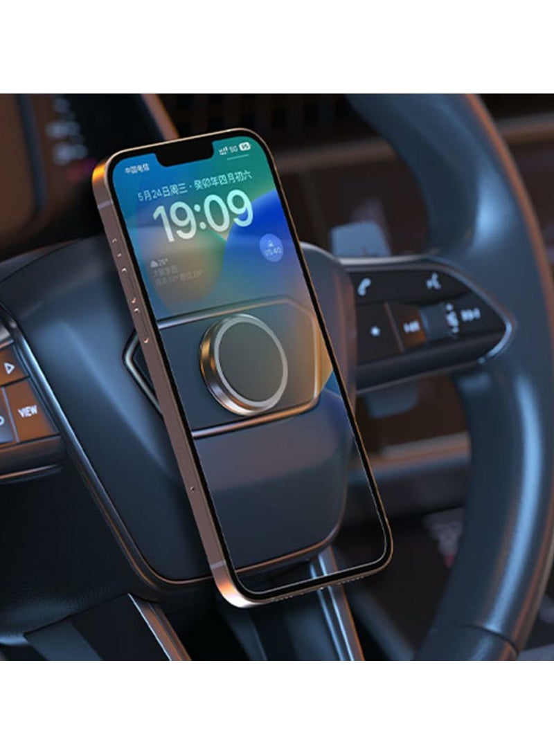 Denx Magnetic Universal Steering Wheel Phone Holder Car Phone Support Holder 360° Rotation Magnetic Steering Wheel Phone Holder Stand for All Smartphone (Black) - Image 1