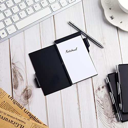 Chinco 4 Pieces Metal Pocket Notebook Portable Aluminum Notepad with Mini Pen Refillable Metal Notebook and Paper for to Do Lists and Note Jotting(Black) - Image 4