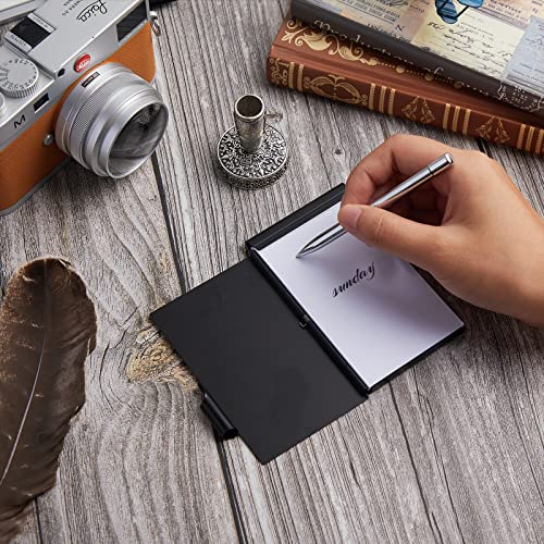 Chinco 4 Pieces Metal Pocket Notebook Portable Aluminum Notepad with Mini Pen Refillable Metal Notebook and Paper for to Do Lists and Note Jotting(Black) - Image 5