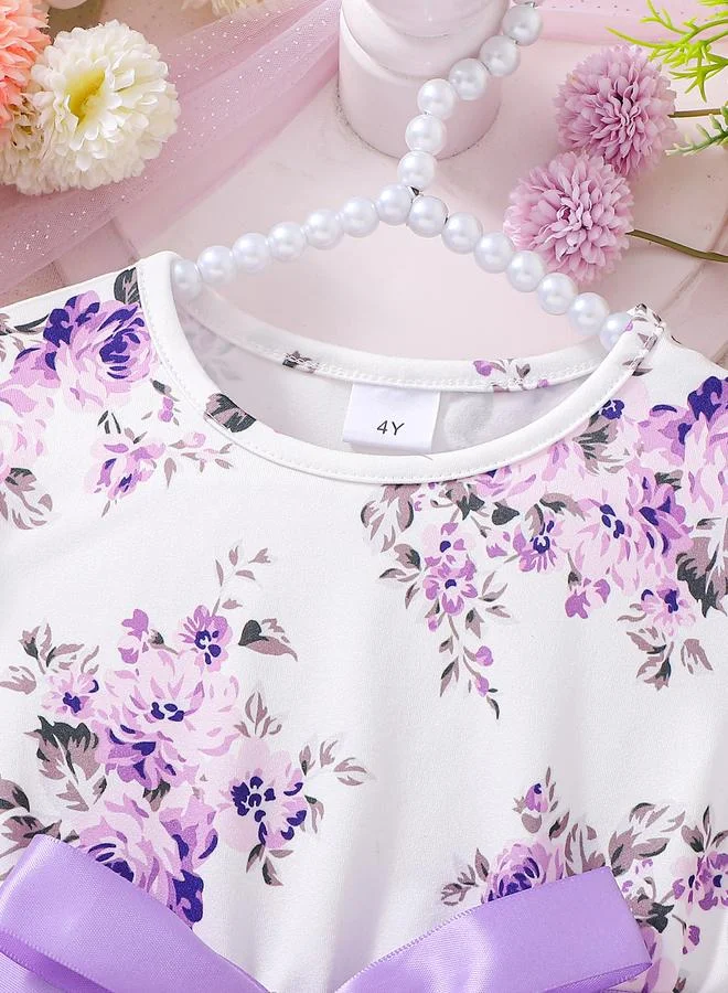 Take Two  Girls Purple Floral A-Line Mini Dress for Women | Best Price UAE