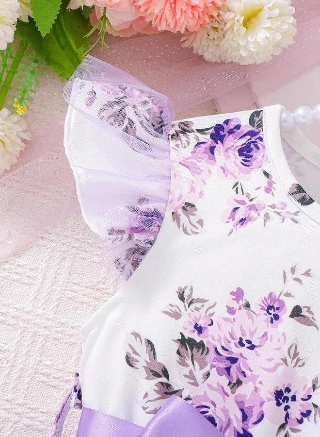 Take Two  Girls Purple Floral A-Line Mini Dress for Women | Best Price UAE