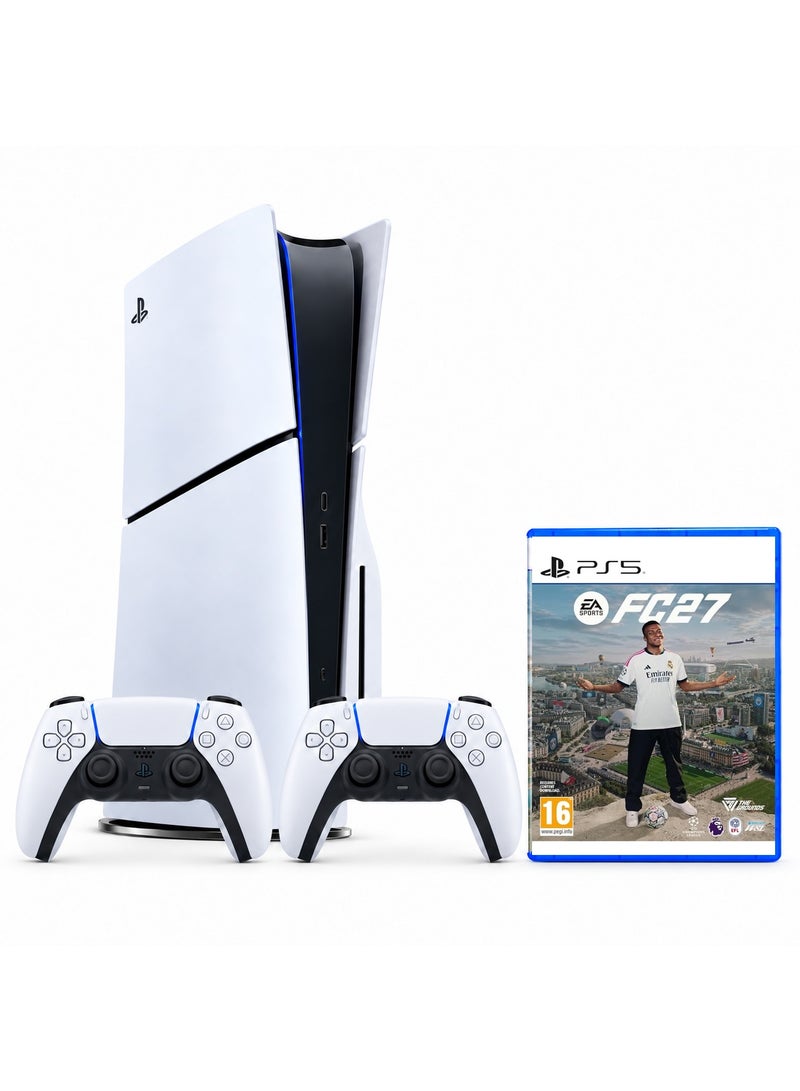 PlayStation 5 Disc Slim Console With Extra White Controller And FC 27 - (International Version)