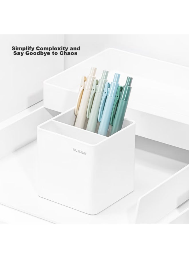 Nusign Grid Pen Holder, German Creative Design, Simple Office Desk Organizer With Non-slip Base, Ivory White Ns011 - Image 2