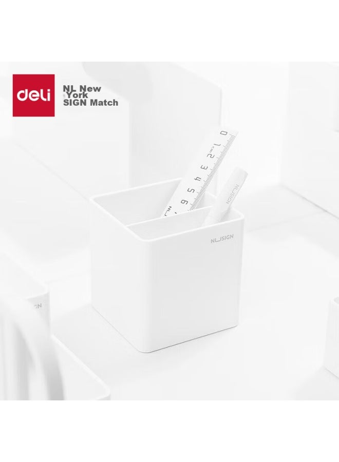 Nusign Grid Pen Holder, German Creative Design, Simple Office Desk Organizer With Non-slip Base, Ivory White Ns011 - Image 1