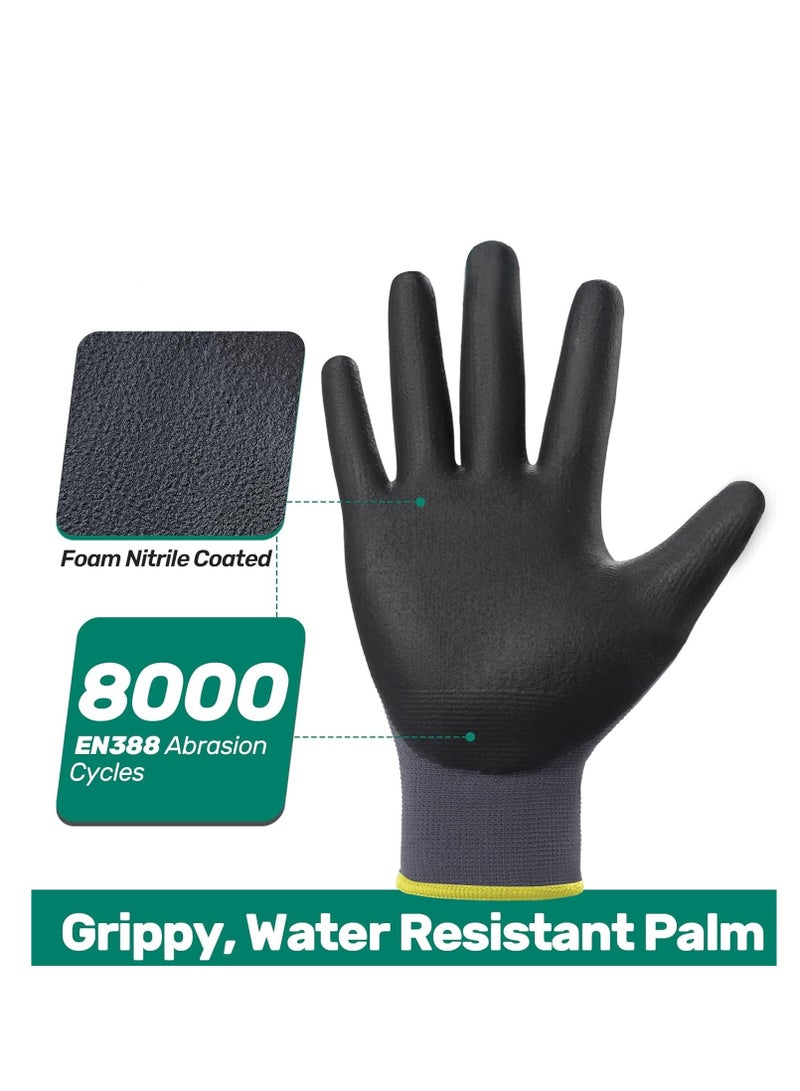 Safety Work Gloves MicroFoam Nitrile Coated-12 Pairs,Seamless Knit Nylon Gloves,Home Improvement,Micro-Foam Gloves - Image 2