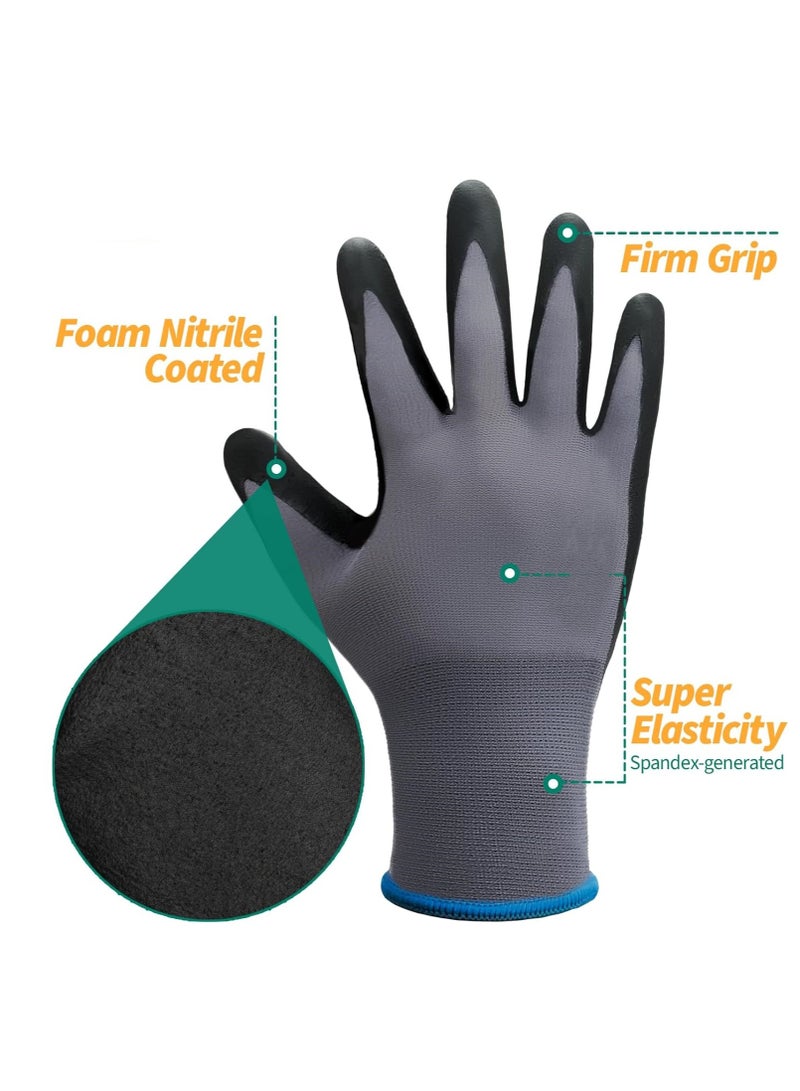 Safety Work Gloves MicroFoam Nitrile Coated-12 Pairs,Seamless Knit Nylon Gloves,Home Improvement,Micro-Foam Gloves - Image 5
