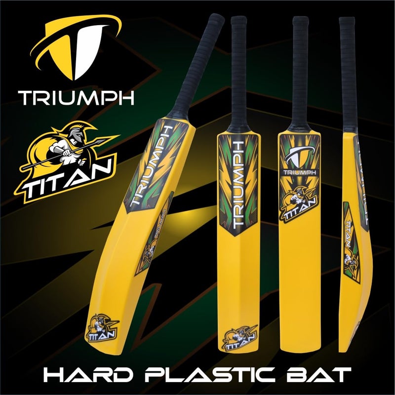 BABBLER Triumph Titan Yellow Plastic Cricket Bat Full Size, Plastic Bat for Tennis Balls & Wind Balls, Plastic Bat for 15 + Years - Image 2