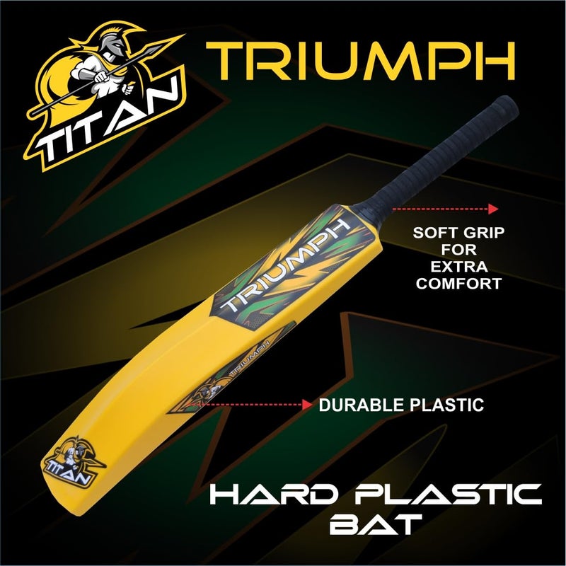 BABBLER Triumph Titan Yellow Plastic Cricket Bat Full Size, Plastic Bat for Tennis Balls & Wind Balls, Plastic Bat for 15 + Years - Image 4