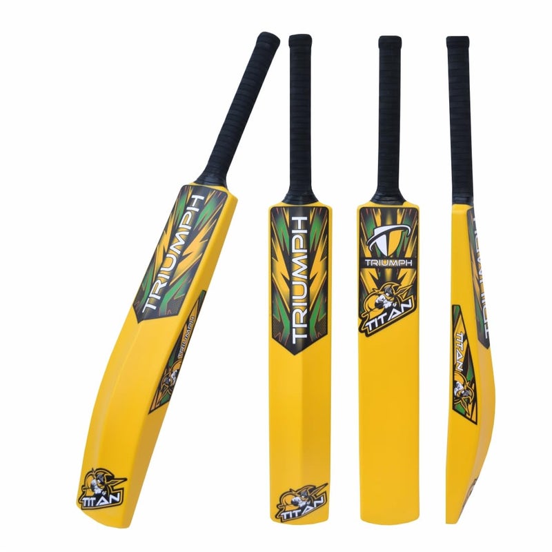 BABBLER Triumph Titan Yellow Plastic Cricket Bat Full Size, Plastic Bat for Tennis Balls & Wind Balls, Plastic Bat for 15 + Years - Image 1