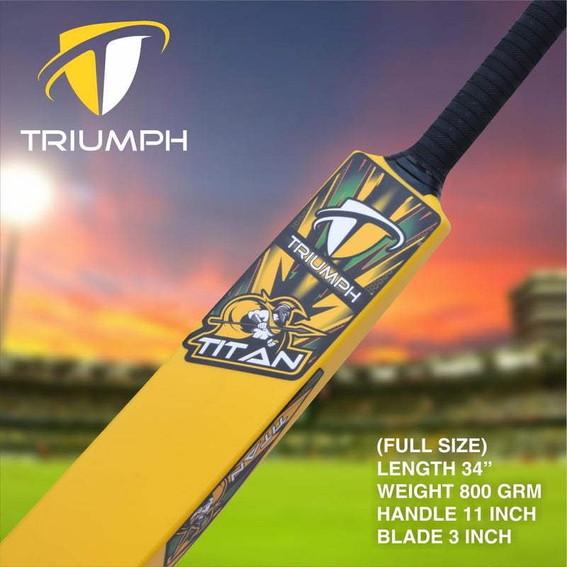BABBLER Triumph Titan Yellow Plastic Cricket Bat Full Size, Plastic Bat for Tennis Balls & Wind Balls, Plastic Bat for 15 + Years - Image 3
