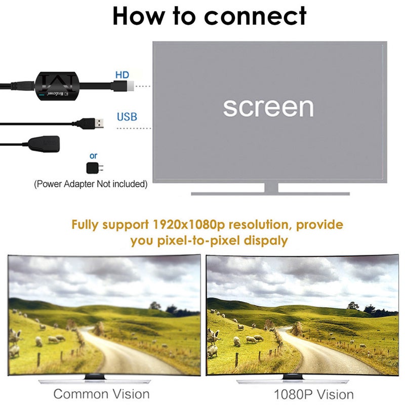 MiraScreen G4 استقبال دونقل عرض واي فاي لاسلكي 1080P HD TV Stick مع معاينة Miracast Airplay DLNA لتحويل شاشة هواتف وأجهزة لوحية وأجهزة كمبيوتر الذكية بنظامي Android و iOS إلى تلفزيون عالي الدقة أو جهاز عرض - Image 2