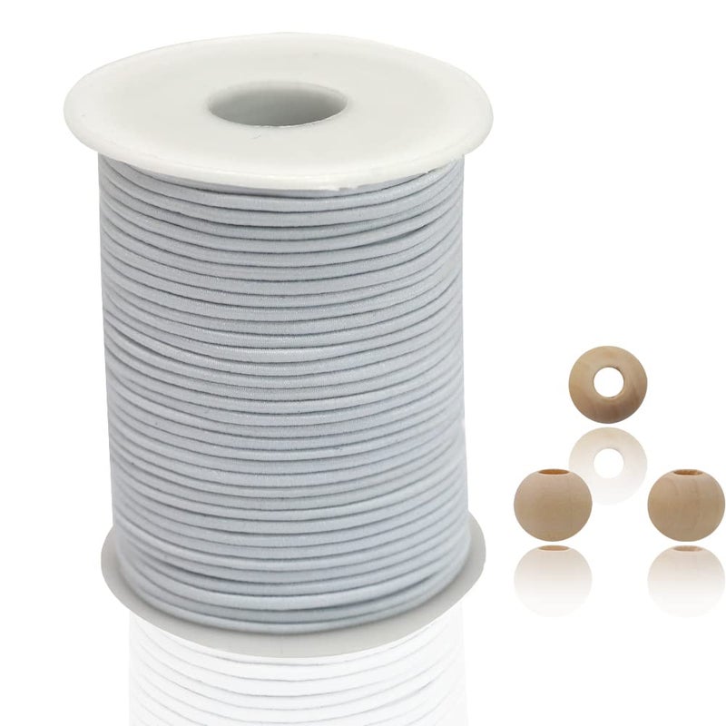 ZHFMLY White Elastic Beaded Cords 2mm 43 Yards Stretch String Rope Cord Roll for BraceletsPony Beads Keychain MakingTagsBelt Clothes DIY Crafts Jewerly Making Sewing ZH116