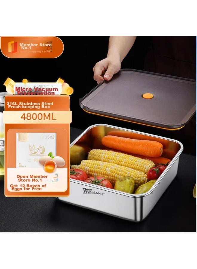 Ssgp 3-4 Steel Food Storage Container, 4800ml, Single Piece, 316 Stainless Steel, Refrigerator Organizer, Sealed Moisture-proof, No. 1 Member Store - Image 1