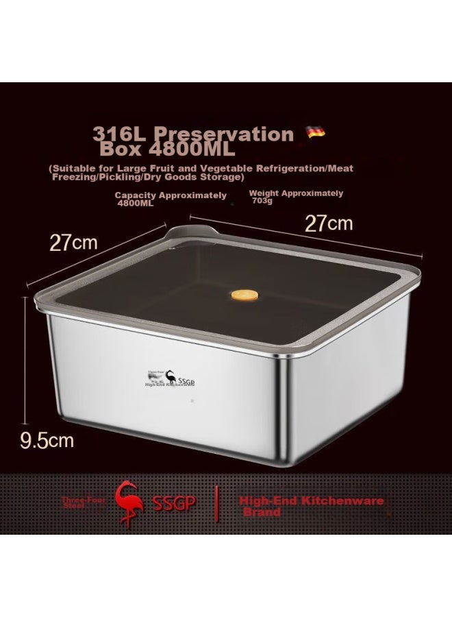 Ssgp 3-4 Steel Food Storage Container, 4800ml, Single Piece, 316 Stainless Steel, Refrigerator Organizer, Sealed Moisture-proof, No. 1 Member Store - Image 5