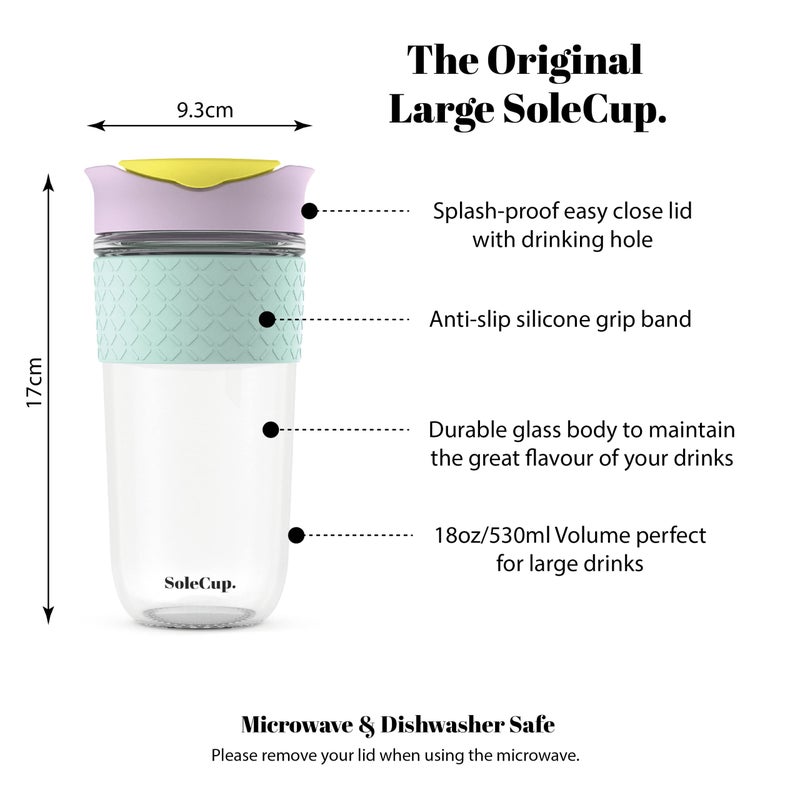 SoleCup. Large Travel Mug - Reusable Insulated Coffee Mug - 18oz/530ml BPA-Free Hot Drink Travel Mug with Lid & Silicone Band (Ice Cream, 18oz) - Image 2
