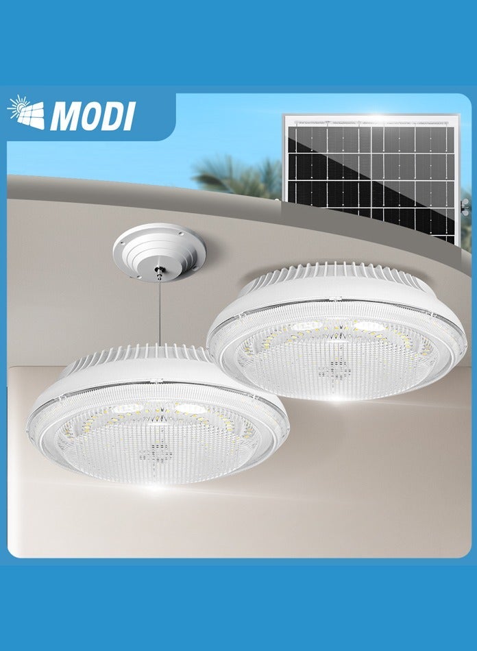 MODI 300W Solar Ceiling/Pendant Light Indoor/Outdoor, 3 Mode - 3000K,4000K,6500K & Dimmable, Remote Control, 10M Cable, Cool/Warm/Cool+Warm White - Solar Barn Light for Patio, Shop, Porch, Warehouse, Villa - Image 2