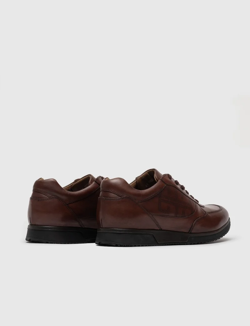 Cabani Men's Laser Lace Up Sneaker Shoes 183E548 Brown