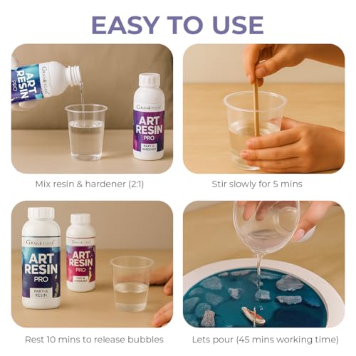 GRANOTONE Crystal Clear 2:1 Epoxy UV Resin and Hardener 1.2 kg Liquid Art Kit Long Lasting Smooth Finish Non Toxic Easy to Use with Self Leveling Suitable for Jewellery and Keychain Making - Image 4
