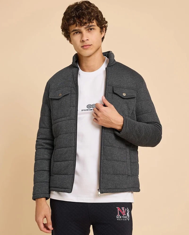أر أند بي Quilted Jacket with Zipper Closure