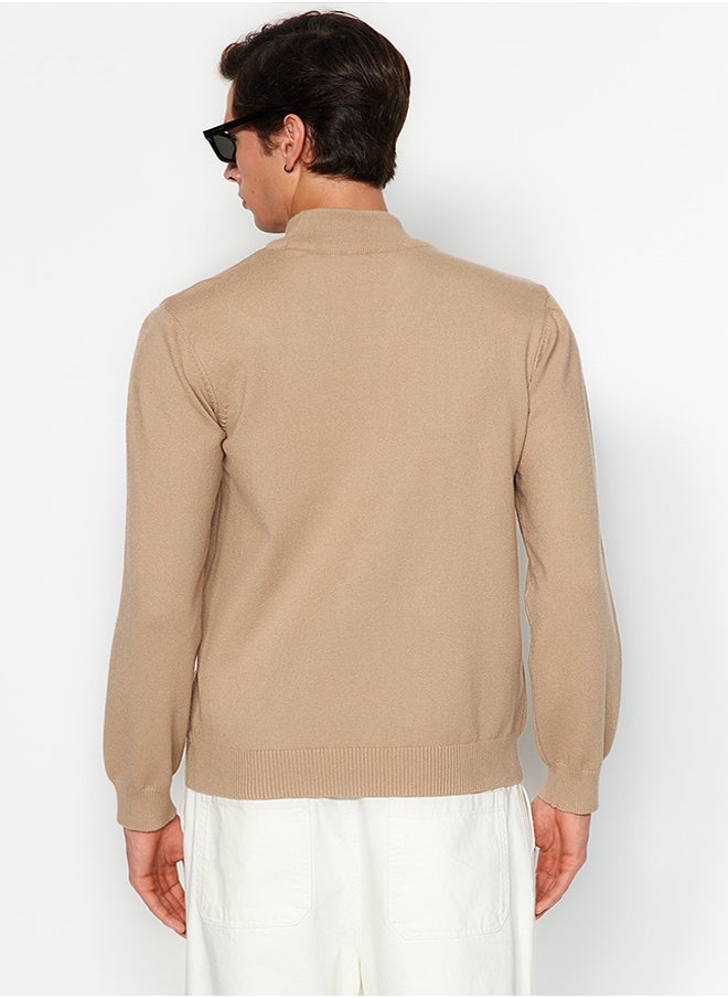 trendyol - Men's Camel Regular Fit Half Turtleneck Viscose Soft Limited Edition Basic Knitwear Sweater - Image 1