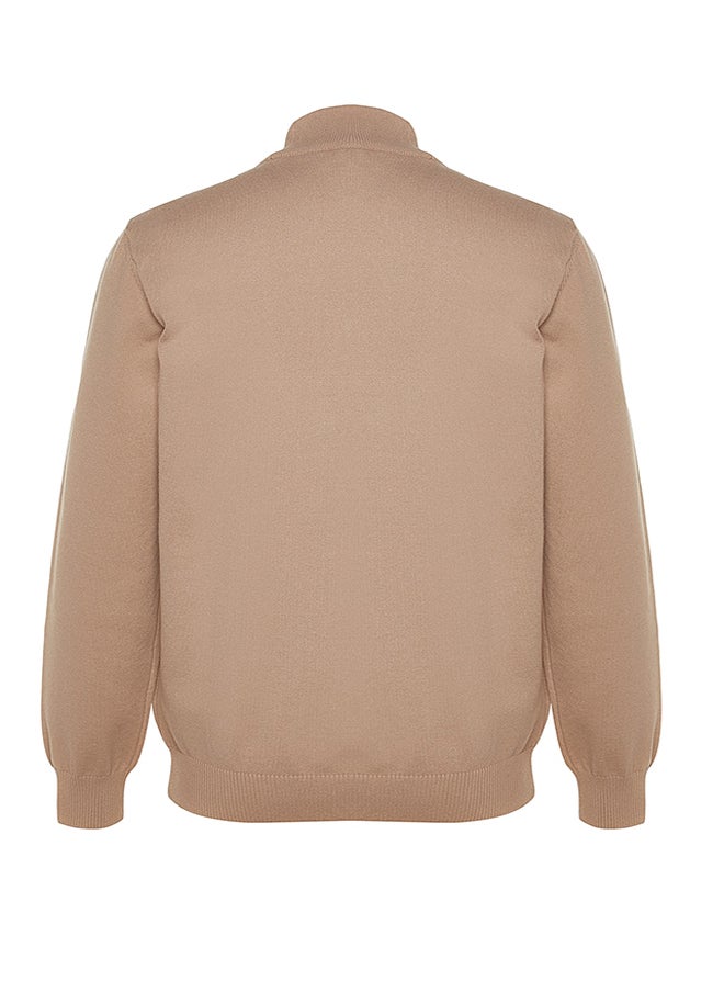 trendyol - Men's Camel Regular Fit Half Turtleneck Viscose Soft Limited Edition Basic Knitwear Sweater - Image 1