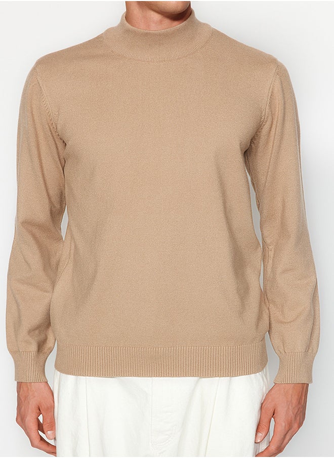 trendyol - Men's Camel Regular Fit Half Turtleneck Viscose Soft Limited Edition Basic Knitwear Sweater - Image 1