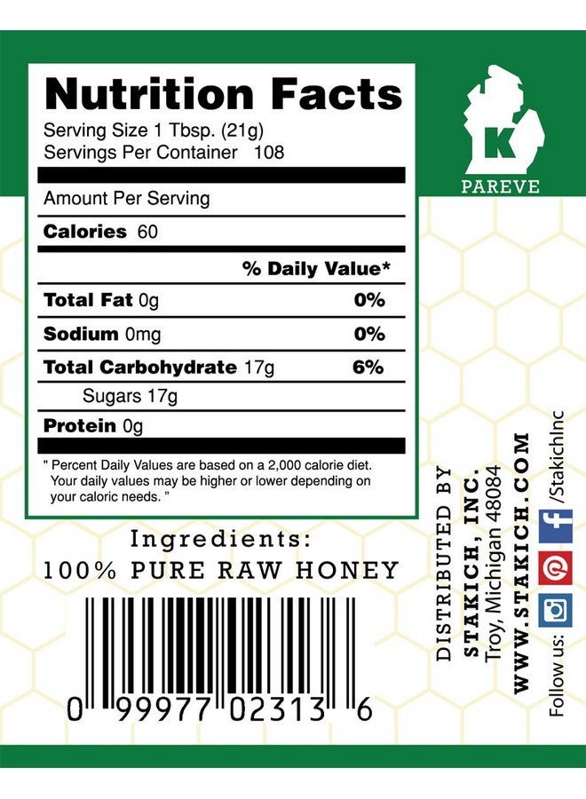 Stakich Raw Honey - Pure, Unprocessed, Unheated, Kosher - 5 Pound (80 Ounce) - Image 4