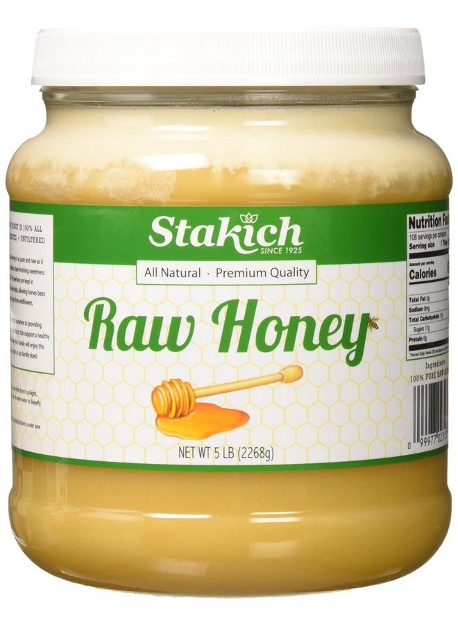 Stakich Raw Honey - Pure, Unprocessed, Unheated, Kosher - 5 Pound (80 Ounce) - Image 1