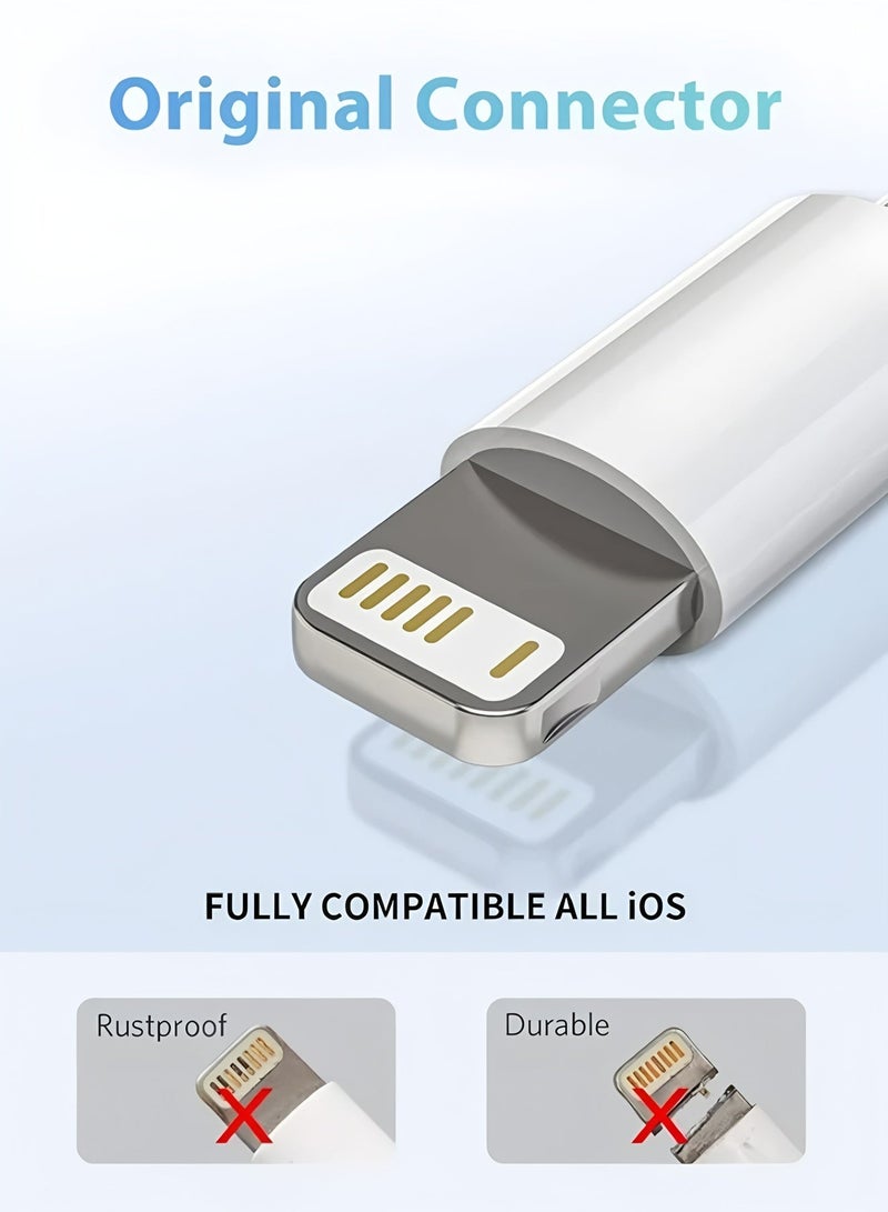 أبلينم مجموعة من 4 كابلات شحن أصلية لأجهزة iPhone بطول 1/2 متر، سلك Apple Lightning إلى USB للشحن السريع لأجهزة iPhone 14 13 12/11/11Pro/11Max/ X/XS/XR/XS Max/8/7 - Image 3