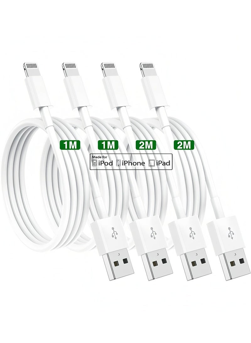 أبلينم مجموعة من 4 كابلات شحن أصلية لأجهزة iPhone بطول 1/2 متر، سلك Apple Lightning إلى USB للشحن السريع لأجهزة iPhone 14 13 12/11/11Pro/11Max/ X/XS/XR/XS Max/8/7 - Image 1