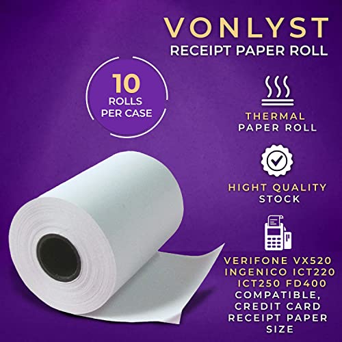 Vonlyst Thermal Paper Roll 2 1/4 X 55 for Verifone Vx520 Ingenico ICT220 ICT250 FD400 (10 rolls) - Image 5