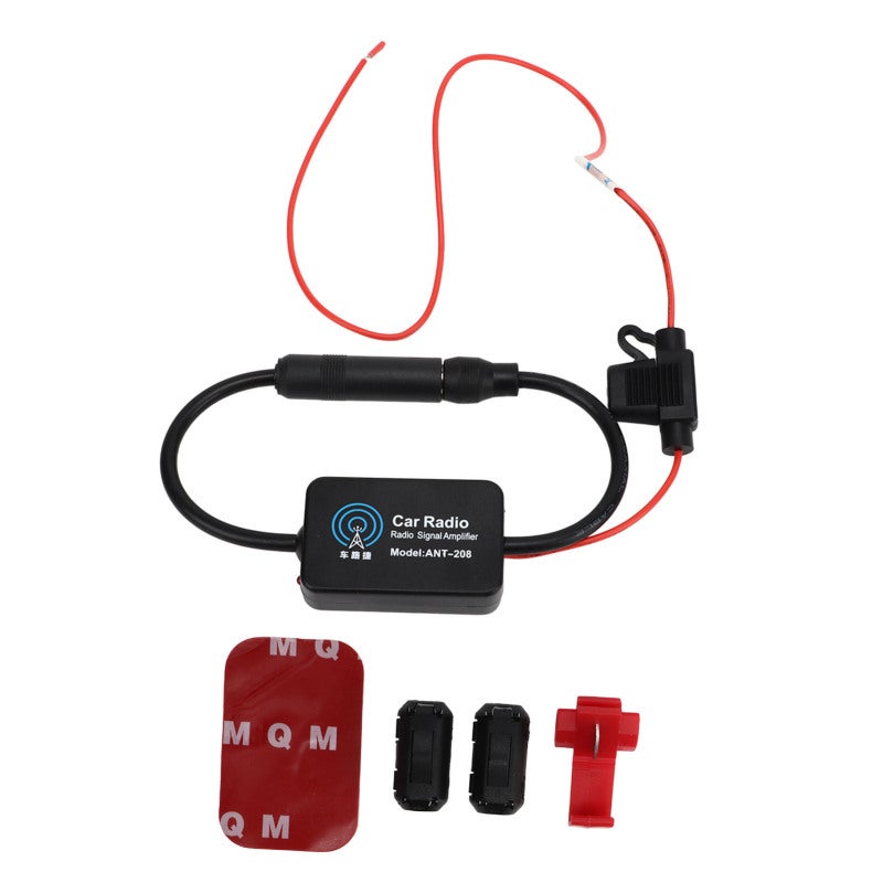 FM Radio Signal Booster 25-30dB High Gain Car Stereo Antenna Signal Amplifier - Thickened Shielding Cover Electromagnetic Interference Protection for Car Audio Head Unit Receiver - Image 1