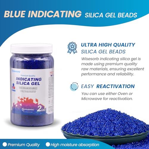 Wisesorb 2 LBS Blue to Pink Indicating Silica Gel Beads, Reusable Silica Gel Desiccant Dehumidifier - Image 2