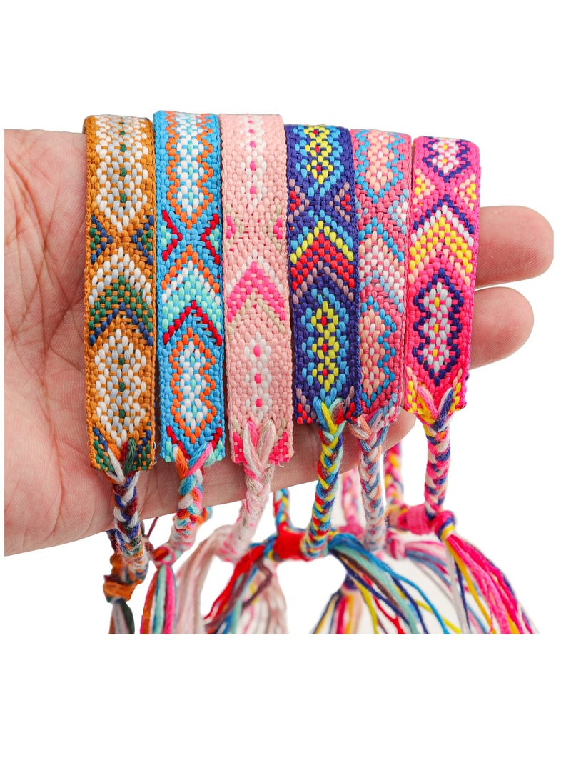 12 Pcs Nepal Woven Friendship Bracelets Handmade Braided String Adjustable Bulk Bracelet for Women Kids Girls - Image 3