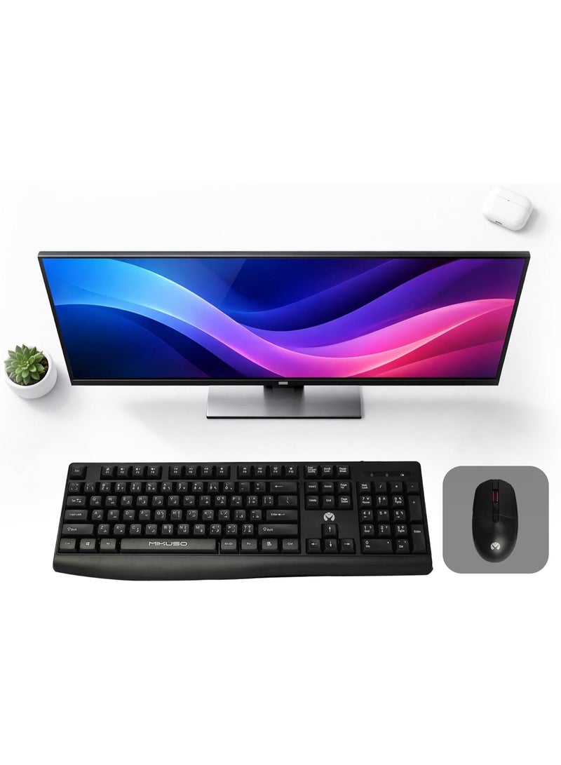 طقم لوحة مفاتيح وماوس لاسلكي MIKUSO KB-C013 Pro بتردد 2.4 جيجاهرتز، لوحة مفاتيح كاملة الحجم بـ 104 مفتاح، ماوس قابل للتعديل بثلاثة مستويات DPI (800/1200/1600)، مستقبل USB، مدى 10 أمتار، يعمل مباشرةً بمجرد التوصيل مع أنظمة ويندوز وماك. - Image 5