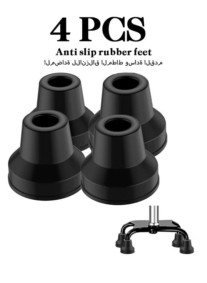 Heavy Duty Quad Cane Tips - Non-Slip Rubber Feet for Walking and Standing Sticks - 4 Pack - Fits 16mm Leg Diameter - for Seniors and Elderly - Image 1