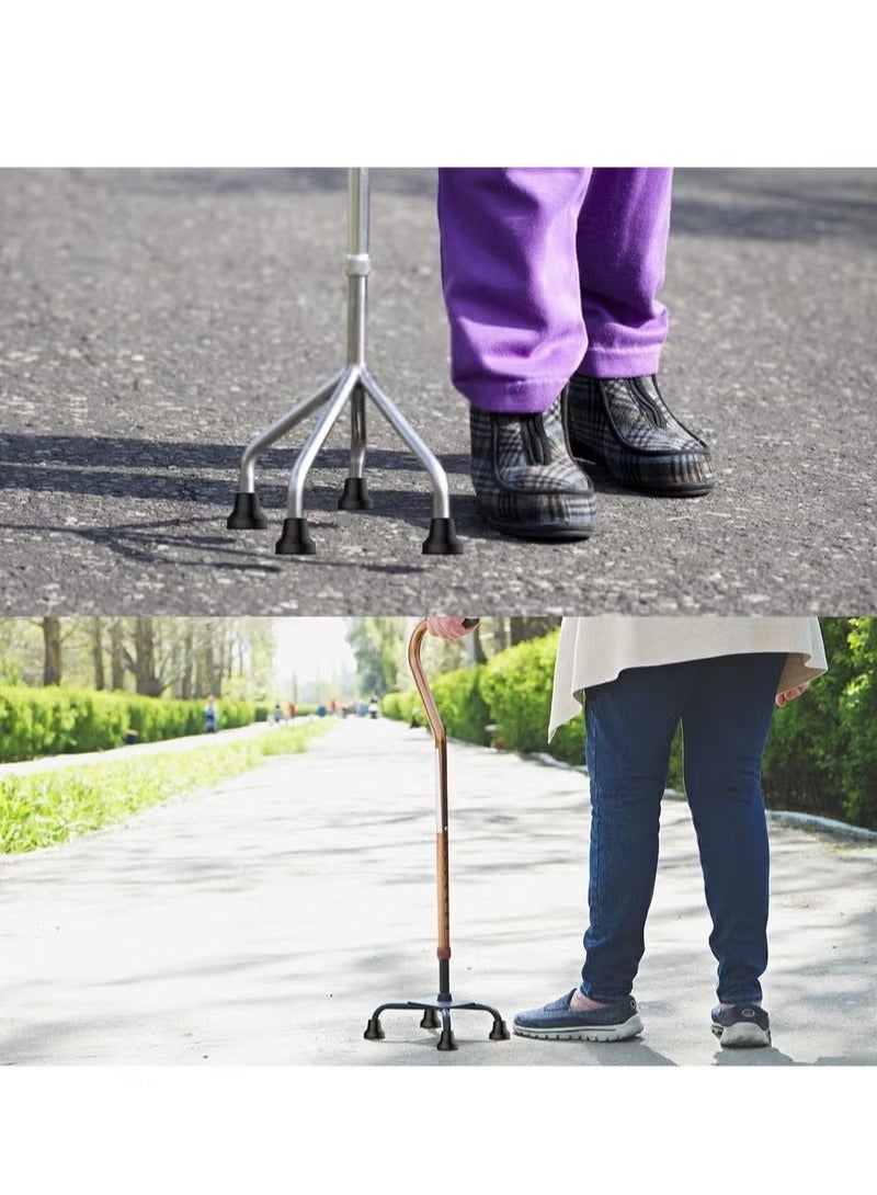 Heavy Duty Quad Cane Tips - Non-Slip Rubber Feet for Walking and Standing Sticks - 4 Pack - Fits 16mm Leg Diameter - for Seniors and Elderly - Image 2