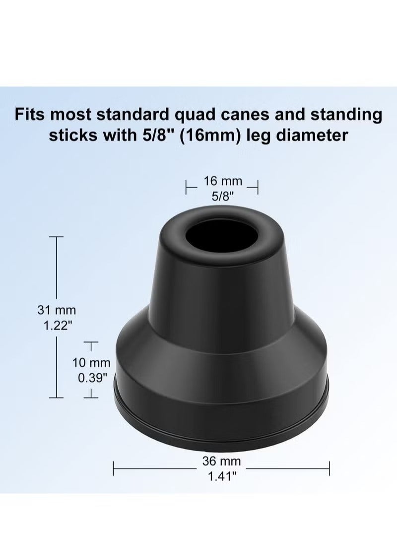 Heavy Duty Quad Cane Tips - Non-Slip Rubber Feet for Walking and Standing Sticks - 4 Pack - Fits 16mm Leg Diameter - for Seniors and Elderly - Image 3