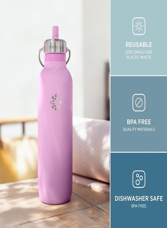 لايف فاكتوري زجاجة رياضية معزولة بتفريغ الهواء من الفولاذ المقاوم للصدأ من لايف فاكتوري مع غطاء مزود بماصة، سعة 24 أونصة، لون وردي - Image 4