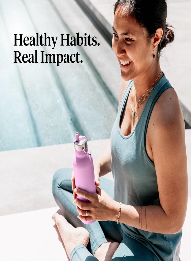 لايف فاكتوري زجاجة رياضية معزولة بتفريغ الهواء من الفولاذ المقاوم للصدأ من لايف فاكتوري مع غطاء مزود بماصة، سعة 24 أونصة، لون وردي - Image 5