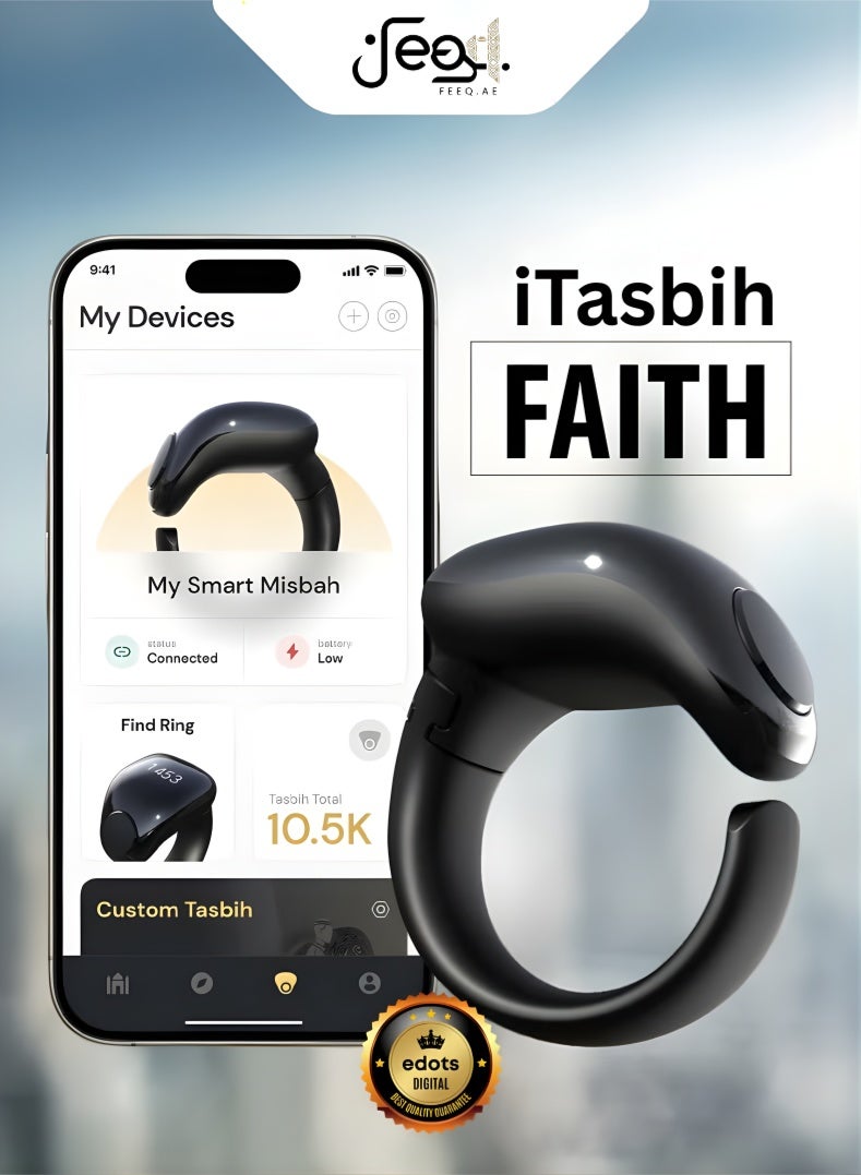 WESLAMIC Smart Tasbih Zikr Ring with OLED Display, App Support & Prayer Reminders - Image 1