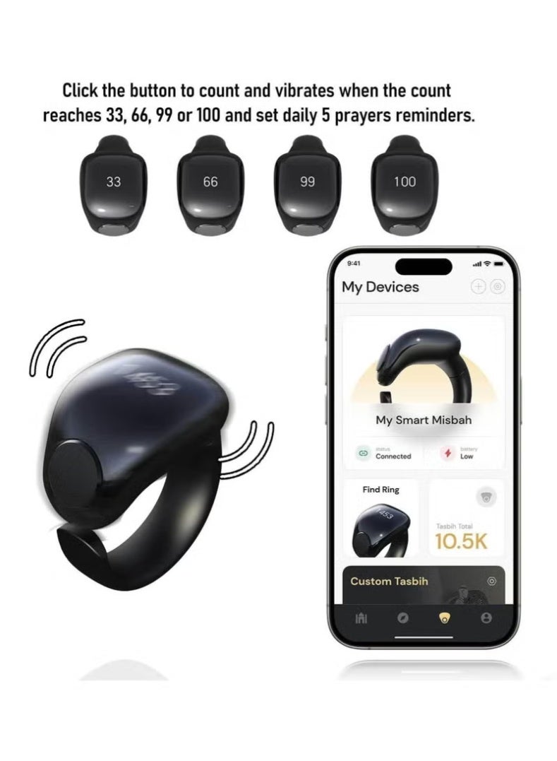 WESLAMIC Smart Tasbih Zikr Ring with OLED Display, App Support & Prayer Reminders - Image 3